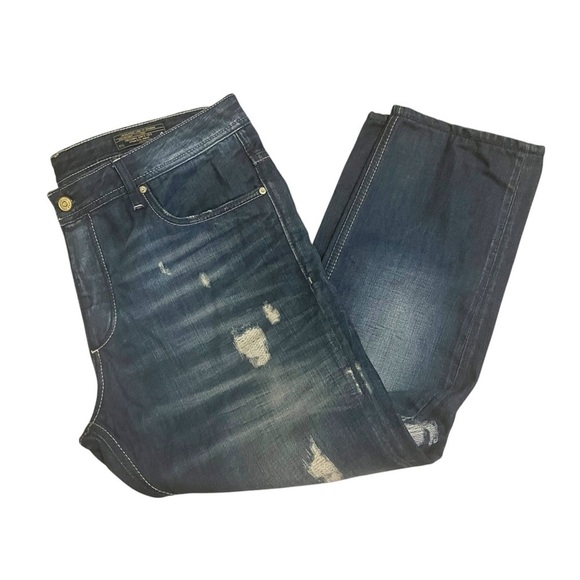 Jack & Jones Nick Jeans 40x 28 Regular Fit Distressed Straight Leg Button Fly - Picture 7 of 16
